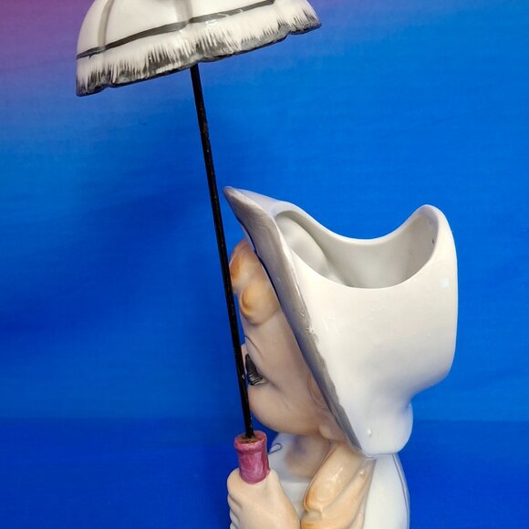 Vintage Napco Porcelain Head Vase - Girl with Umbrella 52/271 - Picture 5 of 9
